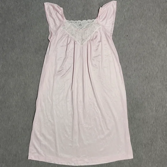 Vintage Union Made Lacey Lingerie Pink Chemise Slip Dress Nightgown - Picture 4 of 12